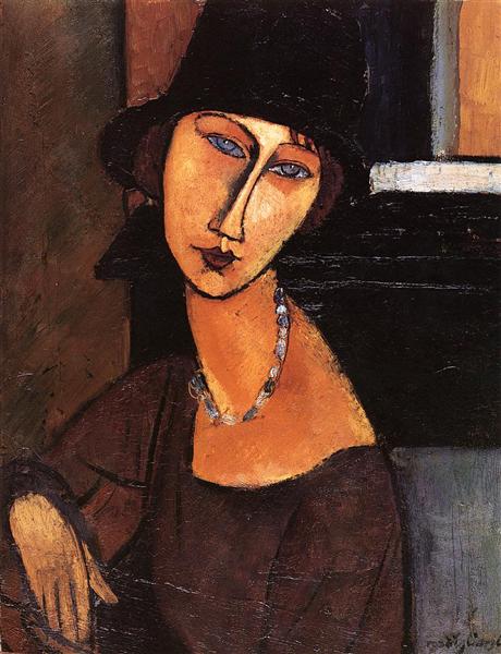 Modigliani - JeanneH ebuterne with hat and necklace-1917