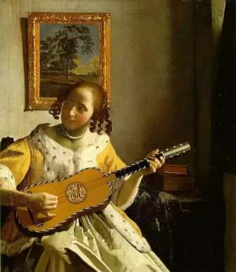 Une-femme-jouant-de-la-guitare-Vermeer