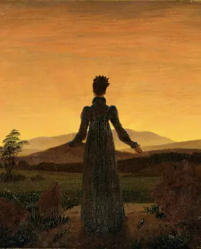 Caspar David Friedrich, Femme devant le coucher de soleil, 1818 Caspar David Friedrich, Femme devant le coucher de soleil, 1818